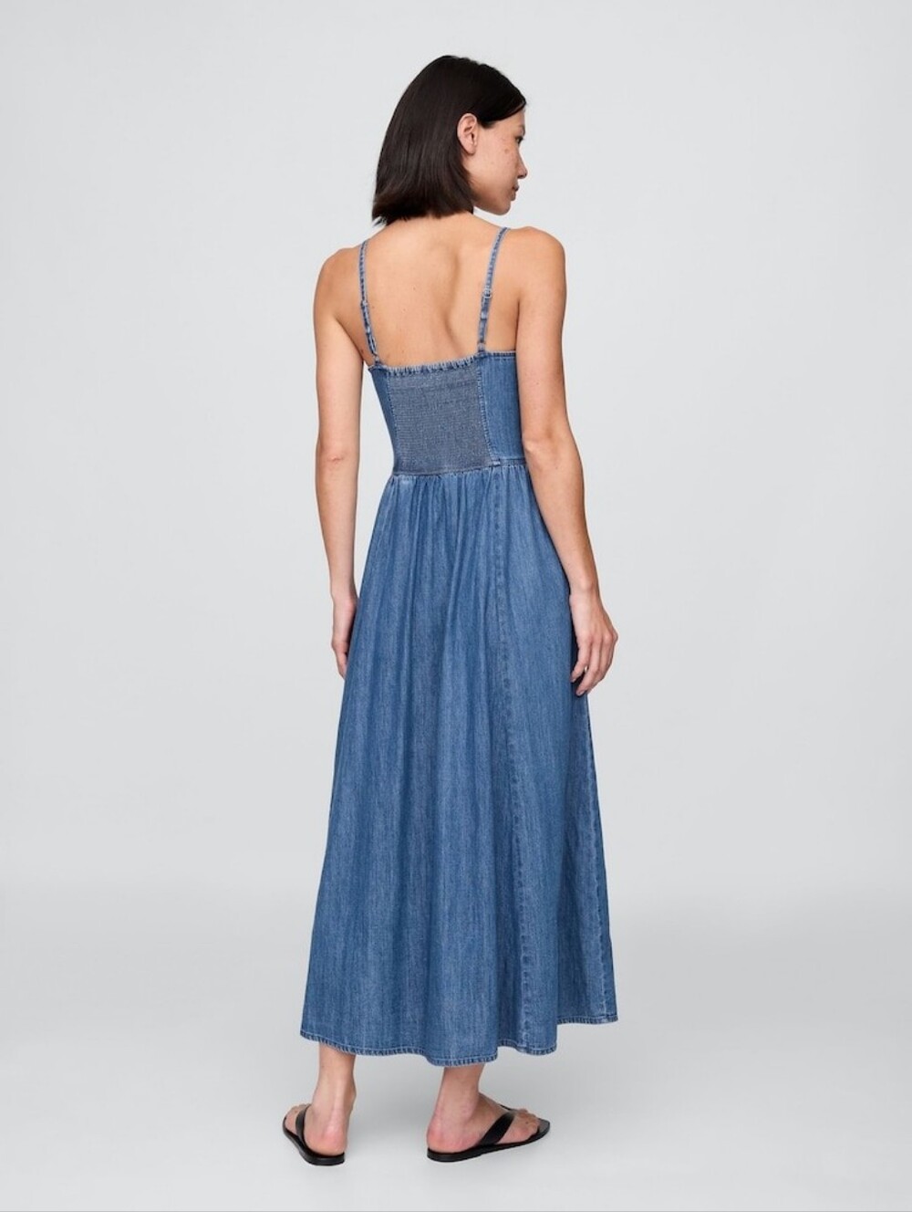GAP Denim Seamed Maxi Dress Medium Wash NWT - Picture 3 of 5